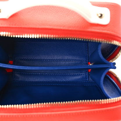 Chanel Caviar Quilted Small CC Filigree Vanity Case Blue White Red 5 of 10