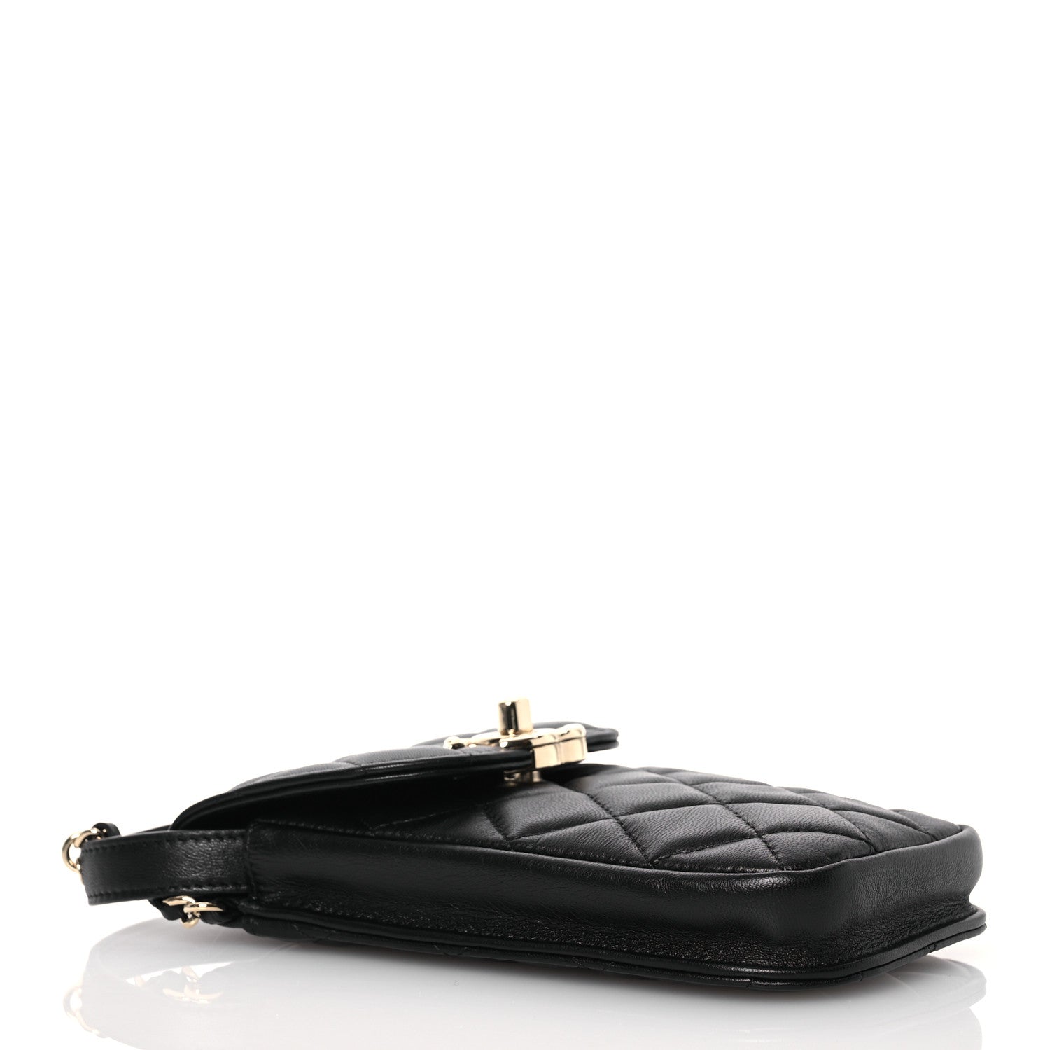 Chanel Lambskin Quilted Phone Chain Clutch Waist Bag Black 4 of 13