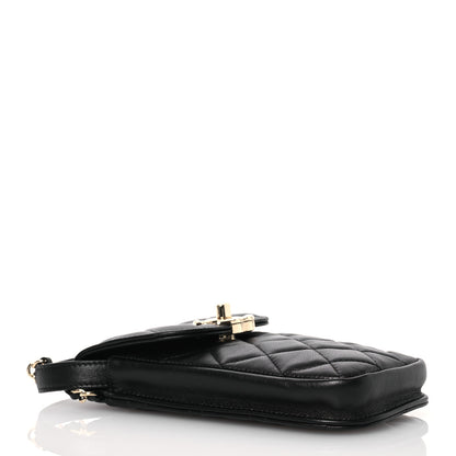 Chanel Lambskin Quilted Phone Chain Clutch Waist Bag Black 4 of 13