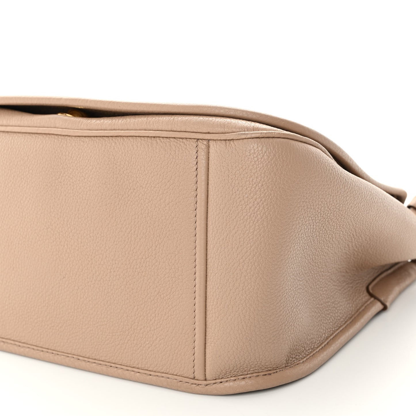 Vitello Daino Embossed Logo Flap Shoulder Bag Cammeo