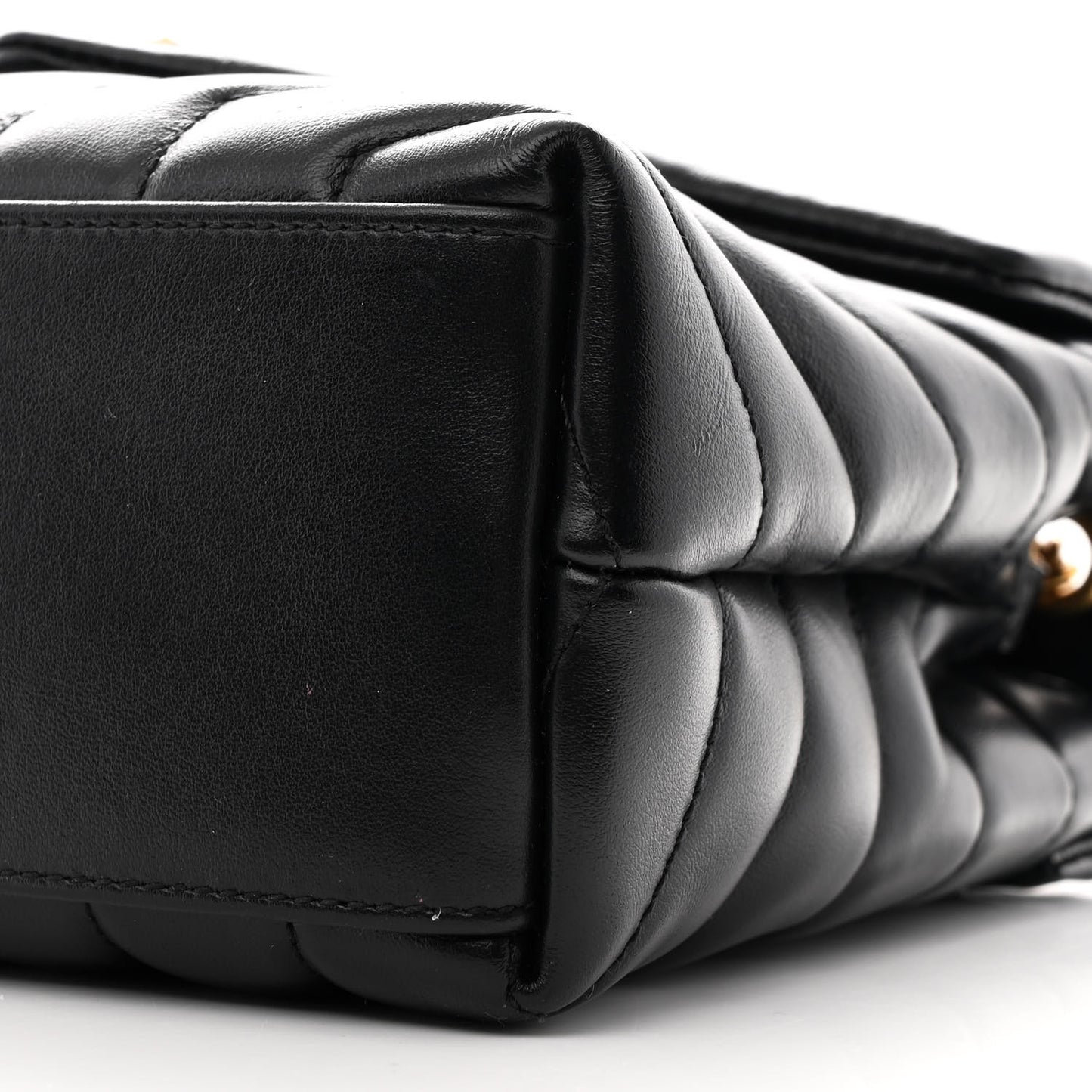 Calfskin Y Quilted Monogram Small Loulou Chain Satchel Black