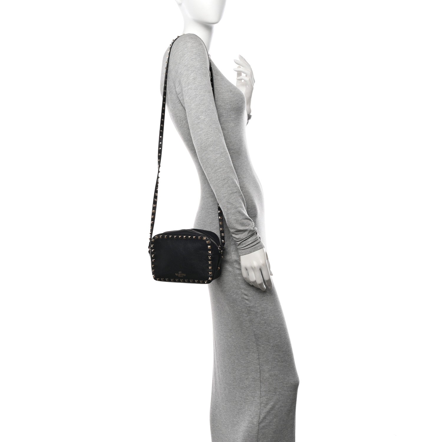 Valentino Garavani Calfskin Rockstud Camera Crossbody Bag Black 2 of 10