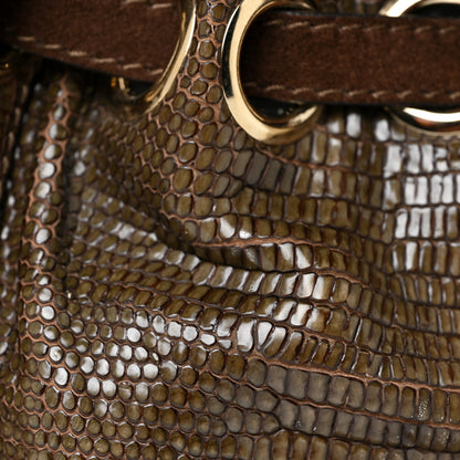 Jimmy Choo Lizard Embossed Calfskin Riki Bag Green 7 of 22