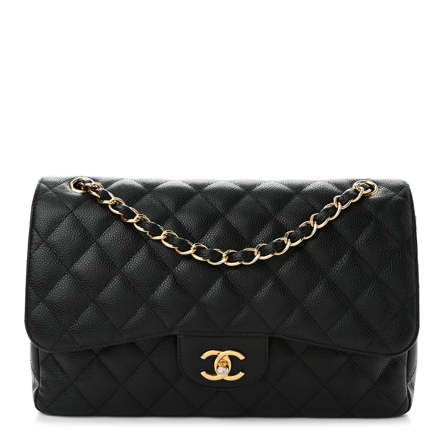 Caviar Quilted Jumbo Double Flap Black