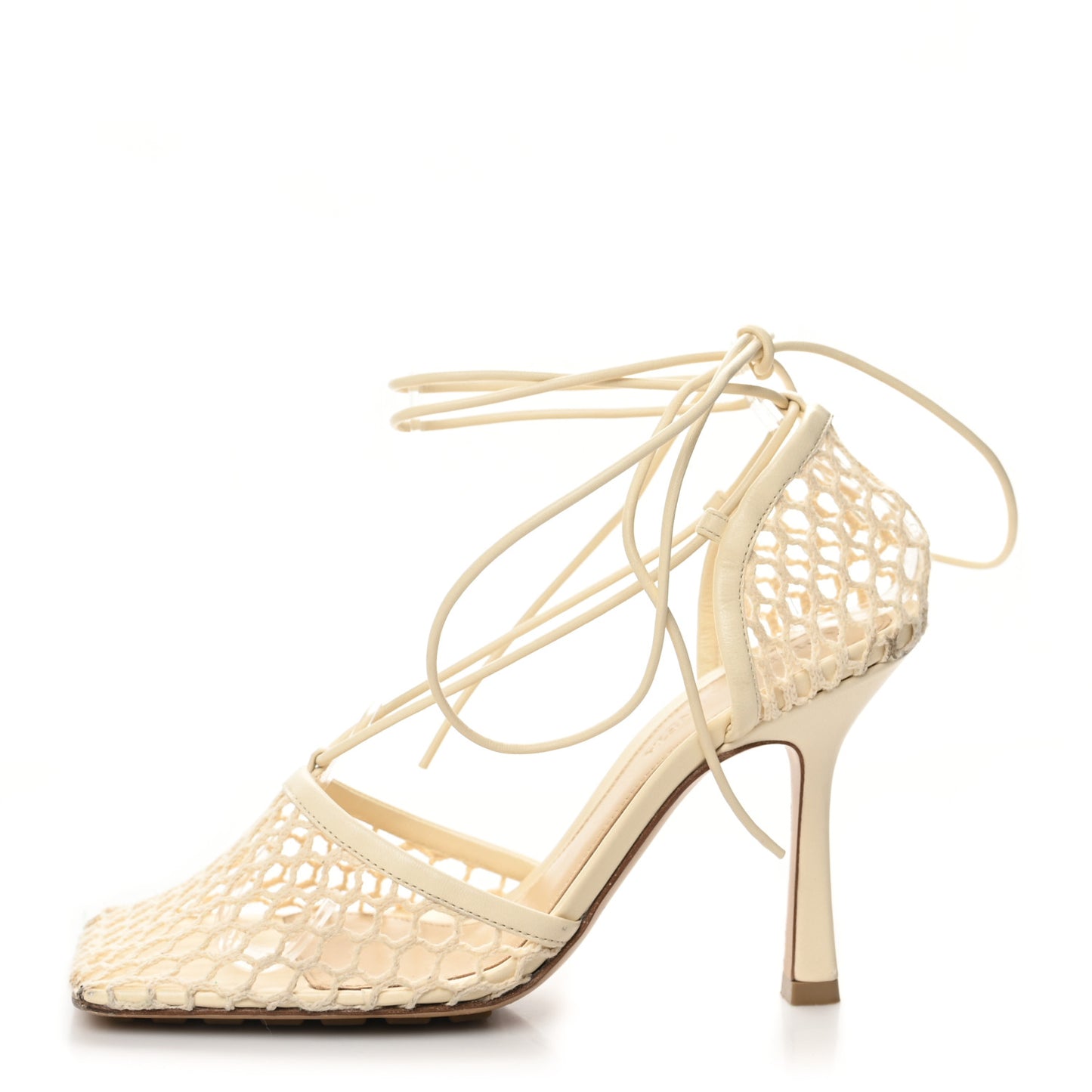 Mesh Nappa Stretch Ankle Tie Sandals 36 Toile