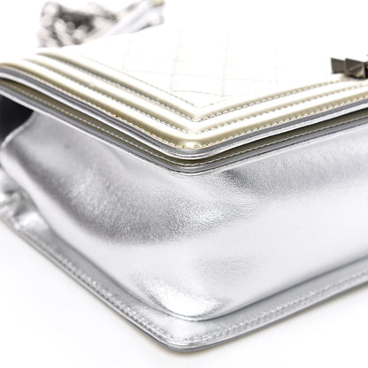 Chanel Metallic Patent Calfskin Quilted Medium Boy Flap Silver 8 of 14