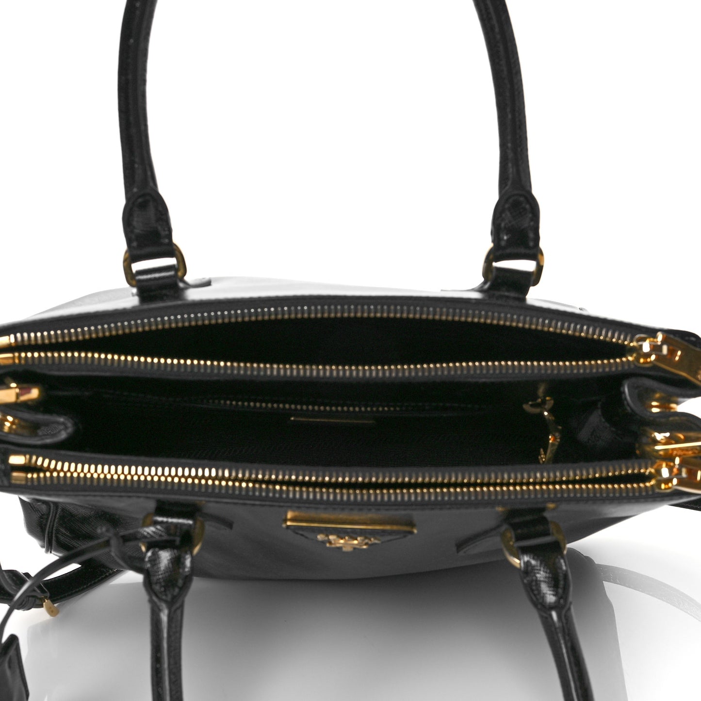 Saffiano Vernice Mini Galleria Double Zip Tote Black