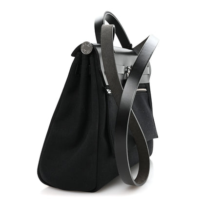 Hermes Military Toile Vache Hunter Herbag Zip Retourne 31 PM Black 4 of 11