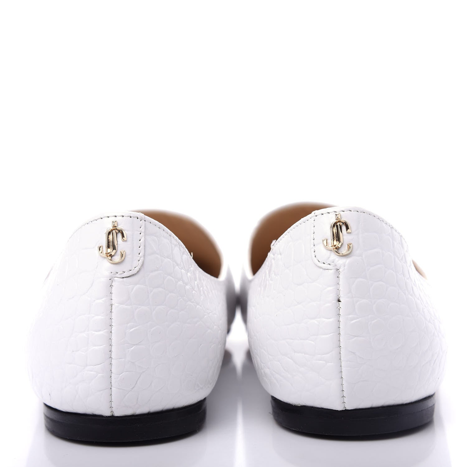 Jimmy Choo Calfskin Crocodile Embossed Joselyn Flats 40 White 7 of 9