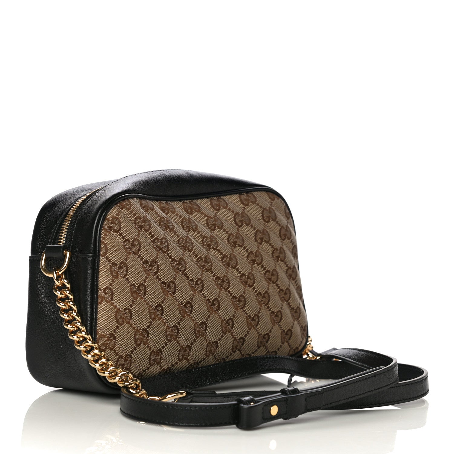 Gucci Monogram Matelasse Diagonal Small GG Marmont Chain Shoulder Bag Beige Black 3 of 12