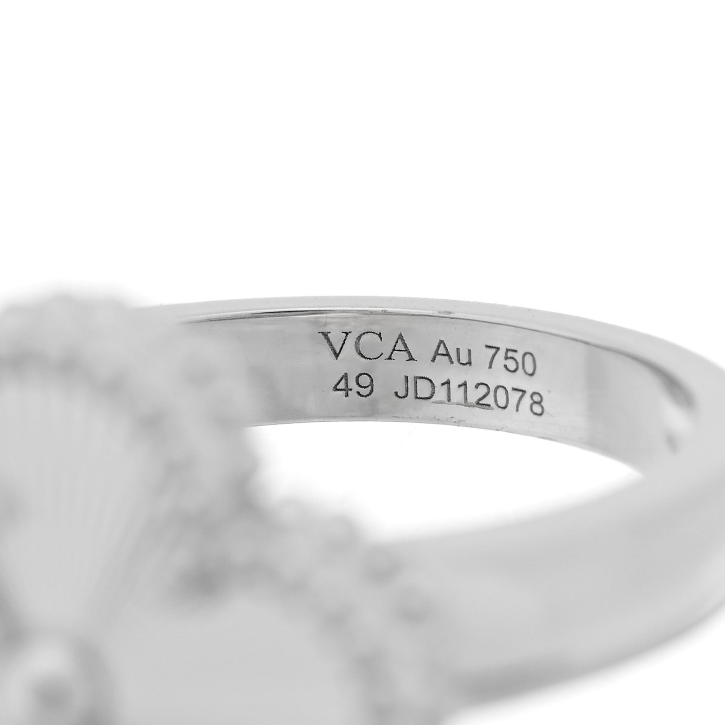 18K White Gold Guilloche Vintage Alhambra Ring 49 5