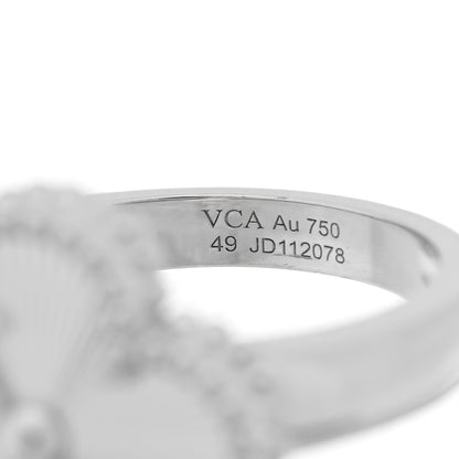 Van Cleef & Arpels 18K White Gold Guilloche Vintage Alhambra Ring 49 5 4 of 4