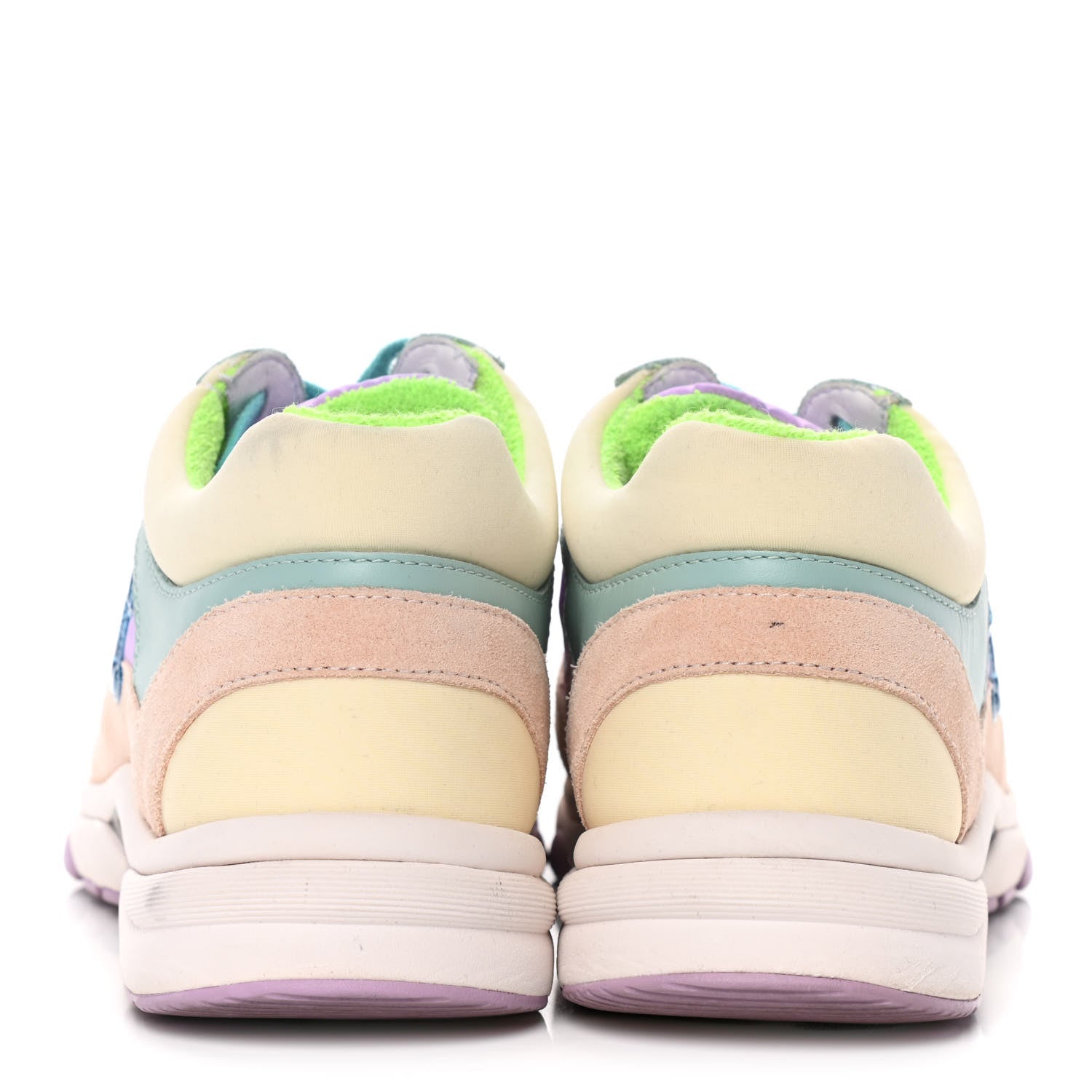 Chanel Nylon Lambskin Suede Calfskin CC Sneakers 37 Green Purple Pink 6 of 12
