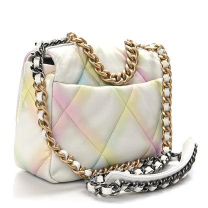 Chanel Printed Goatskin Quilted Medium Chanel 19 Flap White Multicolor 3 of 10