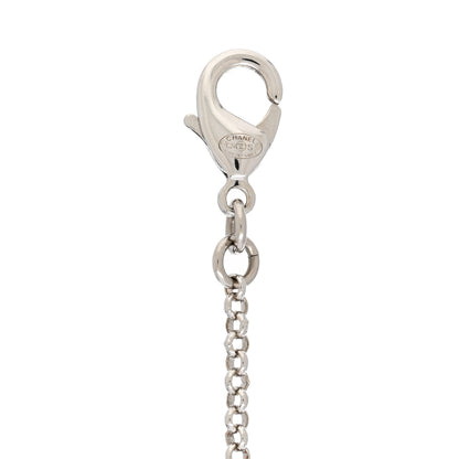 Chanel Pearl Crystal CC Necklace Silver 6 of 7