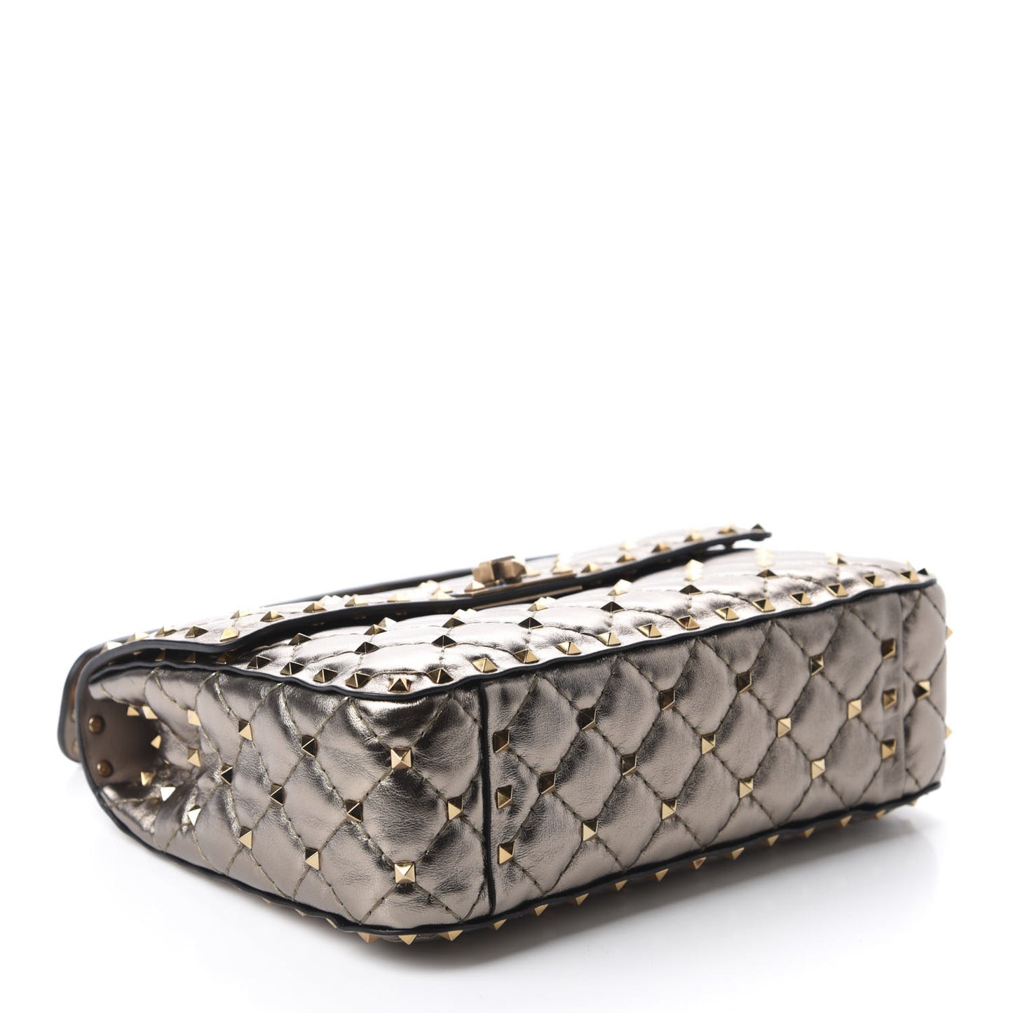 Metallic Lambskin Medium Rockstud Spike Shoulder Bag Sasso