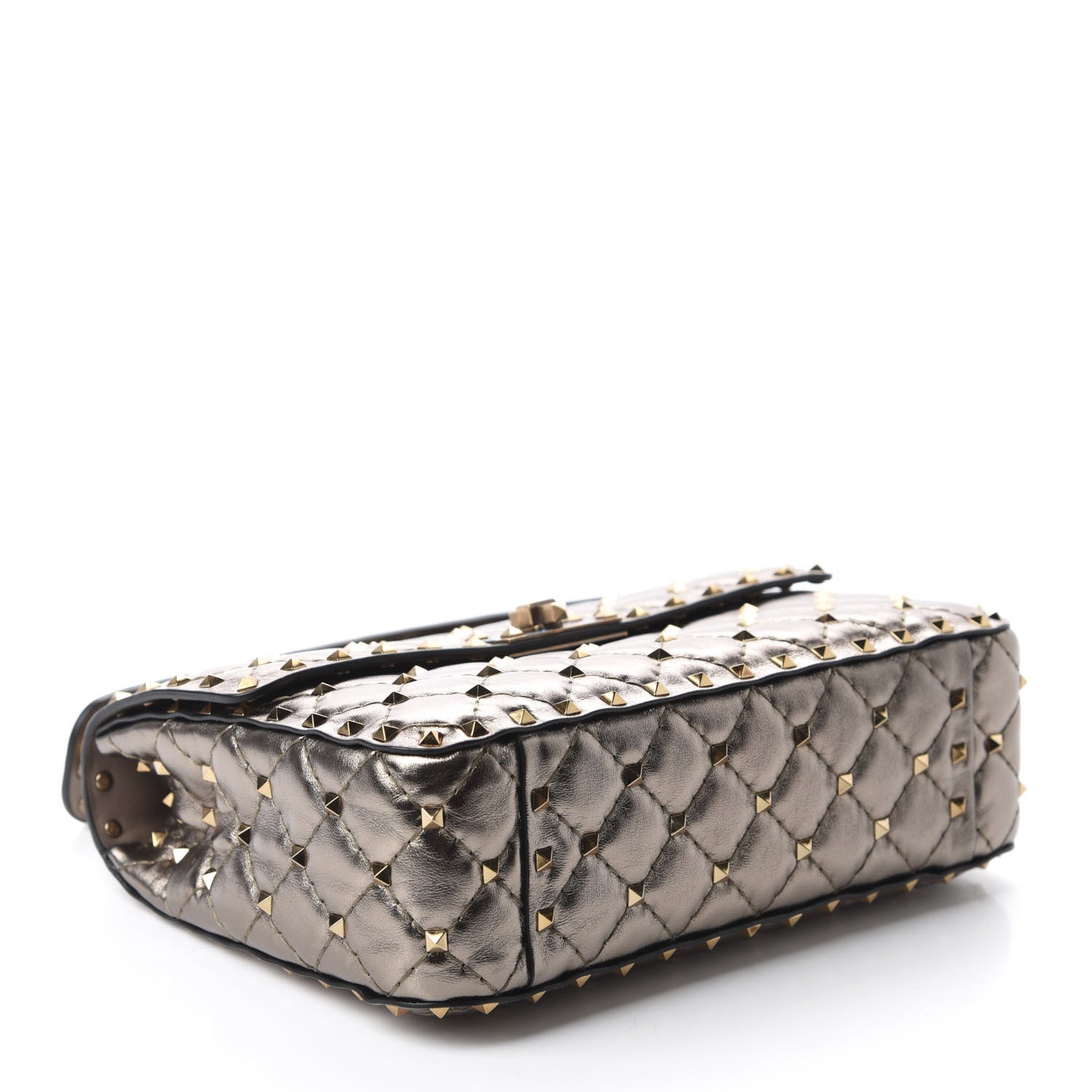 Valentino Garavani Metallic Lambskin Medium Rockstud Spike Shoulder Bag Sasso 5 of 10