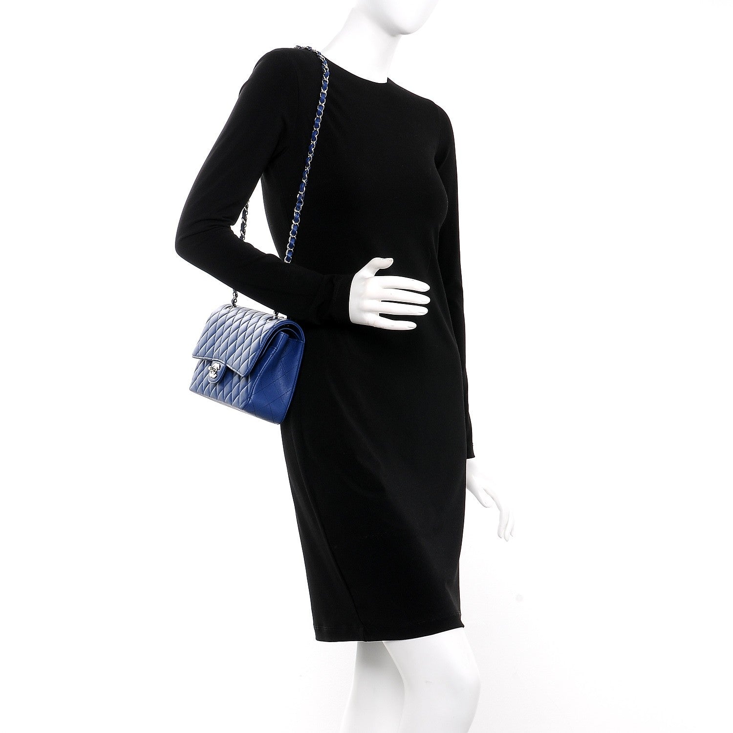 Chanel Caviar Quilted Medium Double Flap Dark Blue 2 of 10