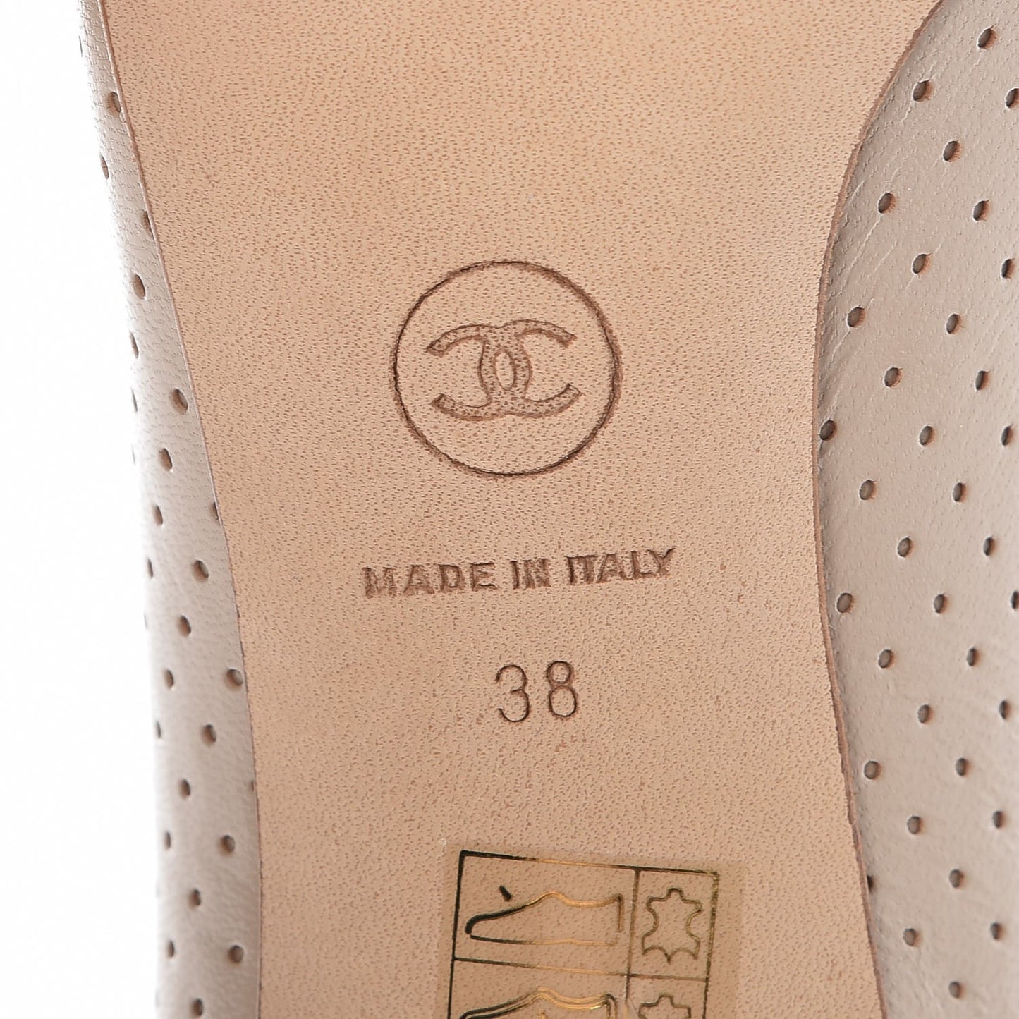 Lambskin Perforated CC Cap Toe Pump 38 Beige Black