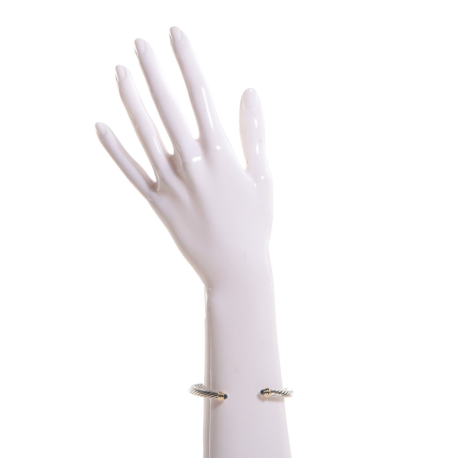 David Yurman Sterling Silver 14K Yellow Gold Blue Topaz 5mm Cable Classics Petite Color Bracelet 2 of 5