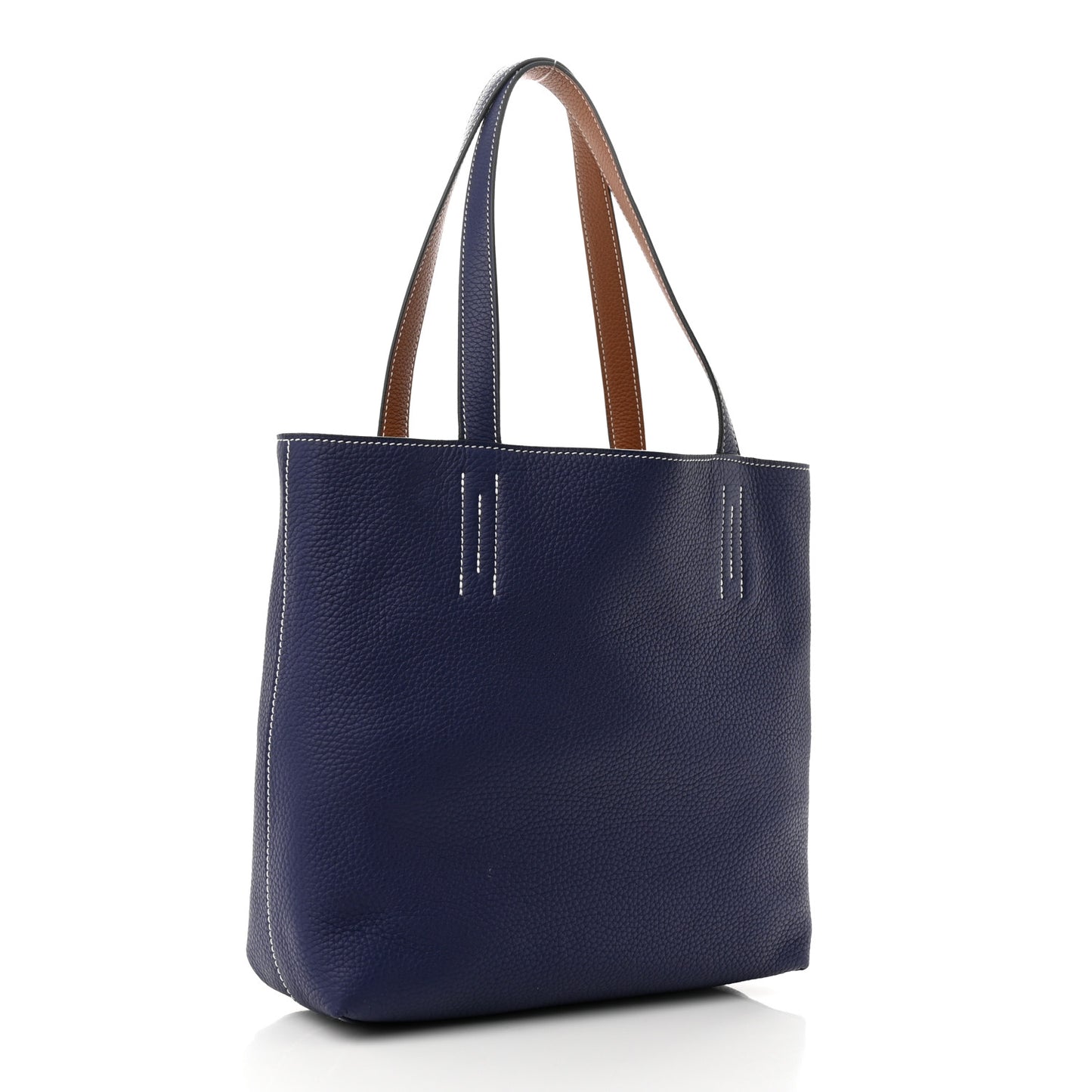 Taurillon Clemence Double Sens 28 Reversible Tote Gold Bleu Encre