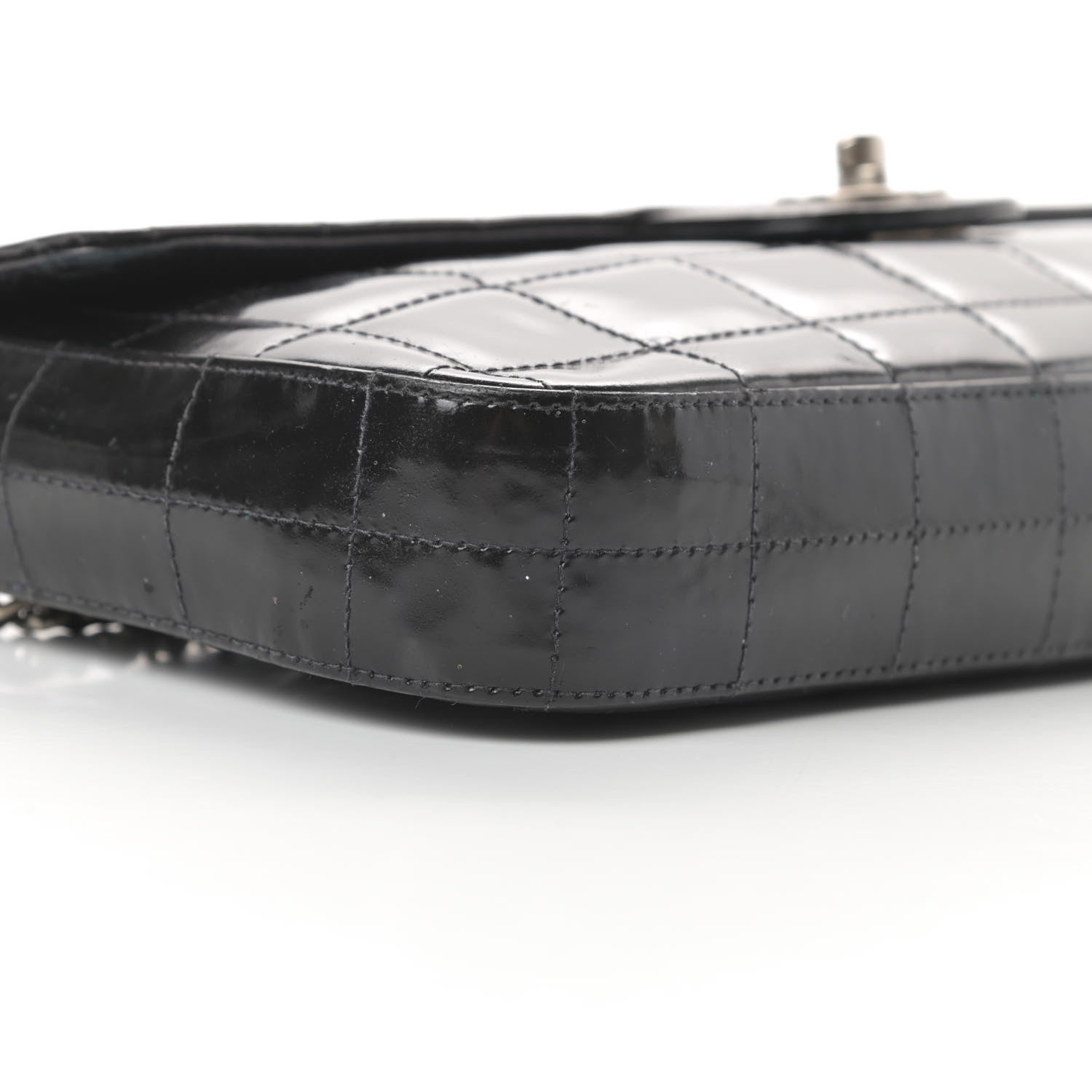 Chanel Patent Quilted East West Chocolate Bar Flap Black 10 of 14