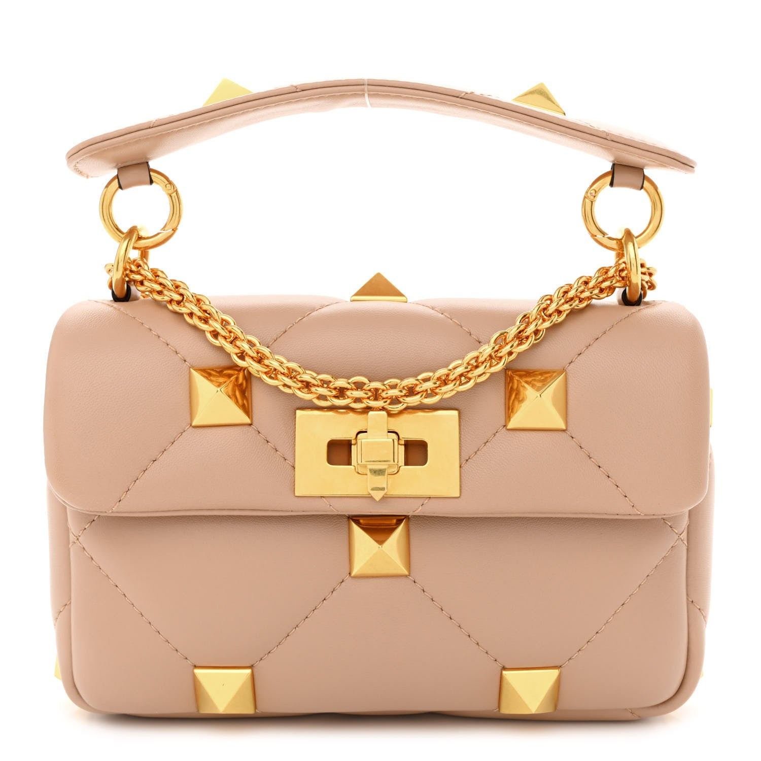 Valentino Garavani Nappa Small Roman Stud Shoulder Bag Rose Cannelle 1 of 9