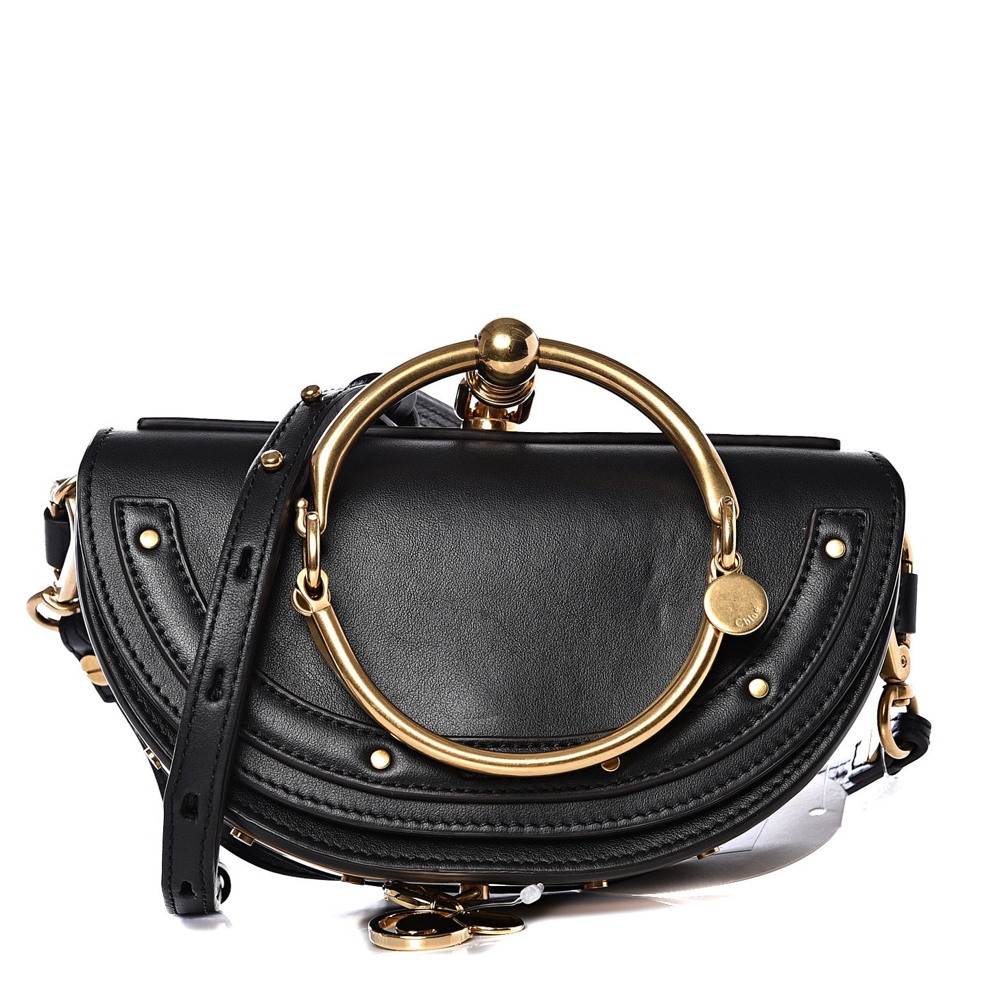 Calfskin Small Nile Bracelet Minaudiere Bag Black
