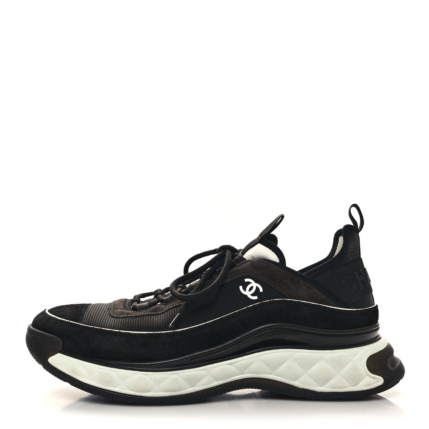 Velvet Calfskin Mixed Fibers Mens CC Sneakers 45 Black