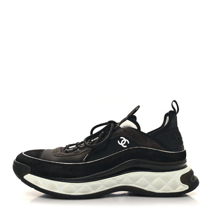 Chanel Velvet Calfskin Mixed Fibers Mens CC Sneakers 45 Black 1 of 11