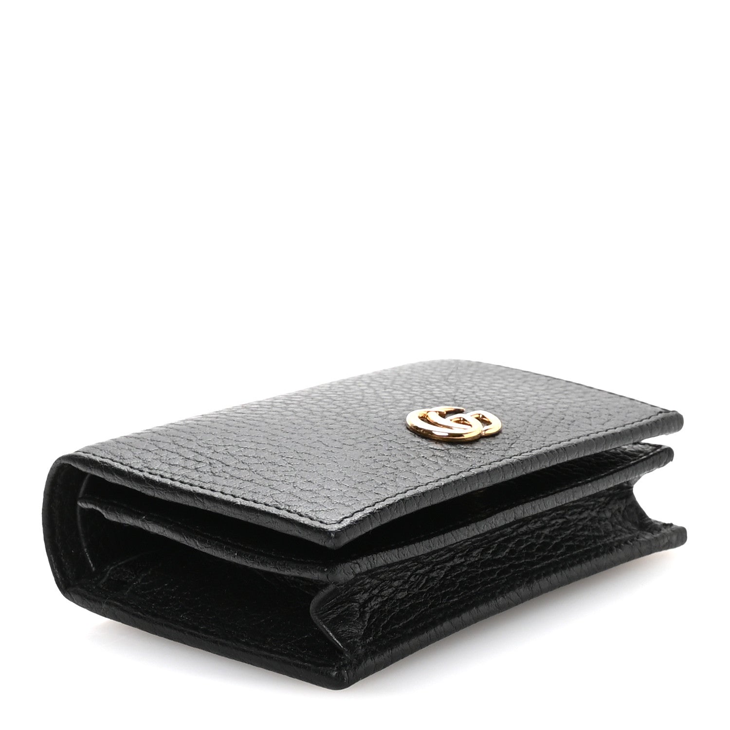 Gucci Pebbled Calfskin GG Marmont Card Case Black 4 of 8