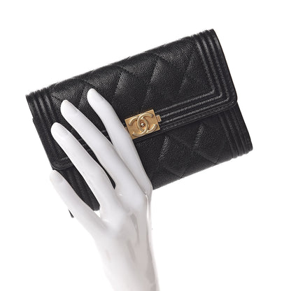 Chanel Caviar Quilted Medium Boy Flap Wallet Black 2 of 9