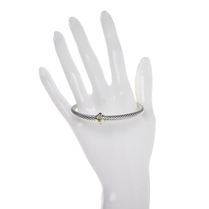 David Yurman Sterling Silver 14K Yellow Gold Blue Topaz Lapis Lazuli 5mm Cable Renaissance Station Bracelet 2 of 4