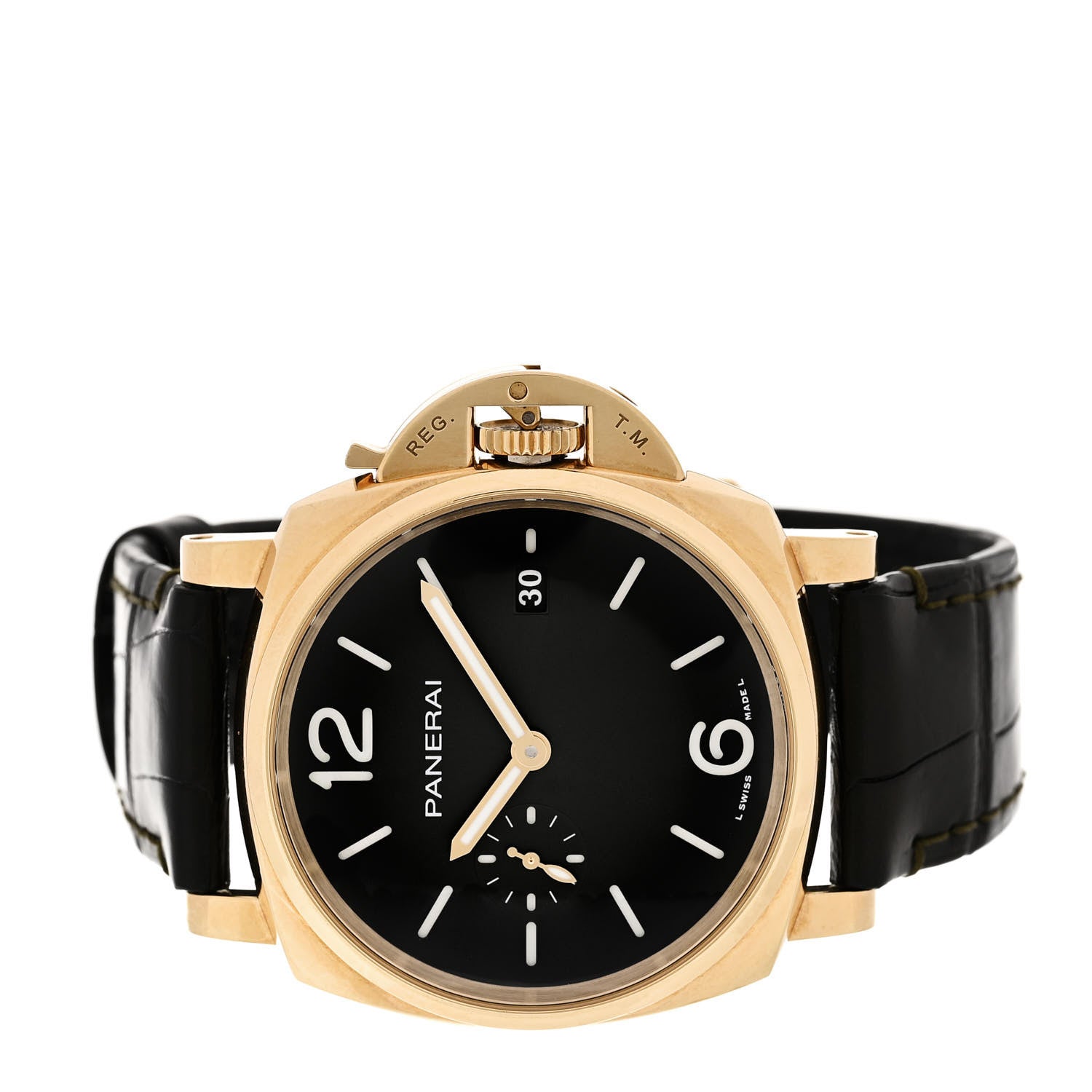 Panerai 18K Yellow Gold Alligator 42mm Luminor Due Automatic Watch Green PAM01423 2 of 5