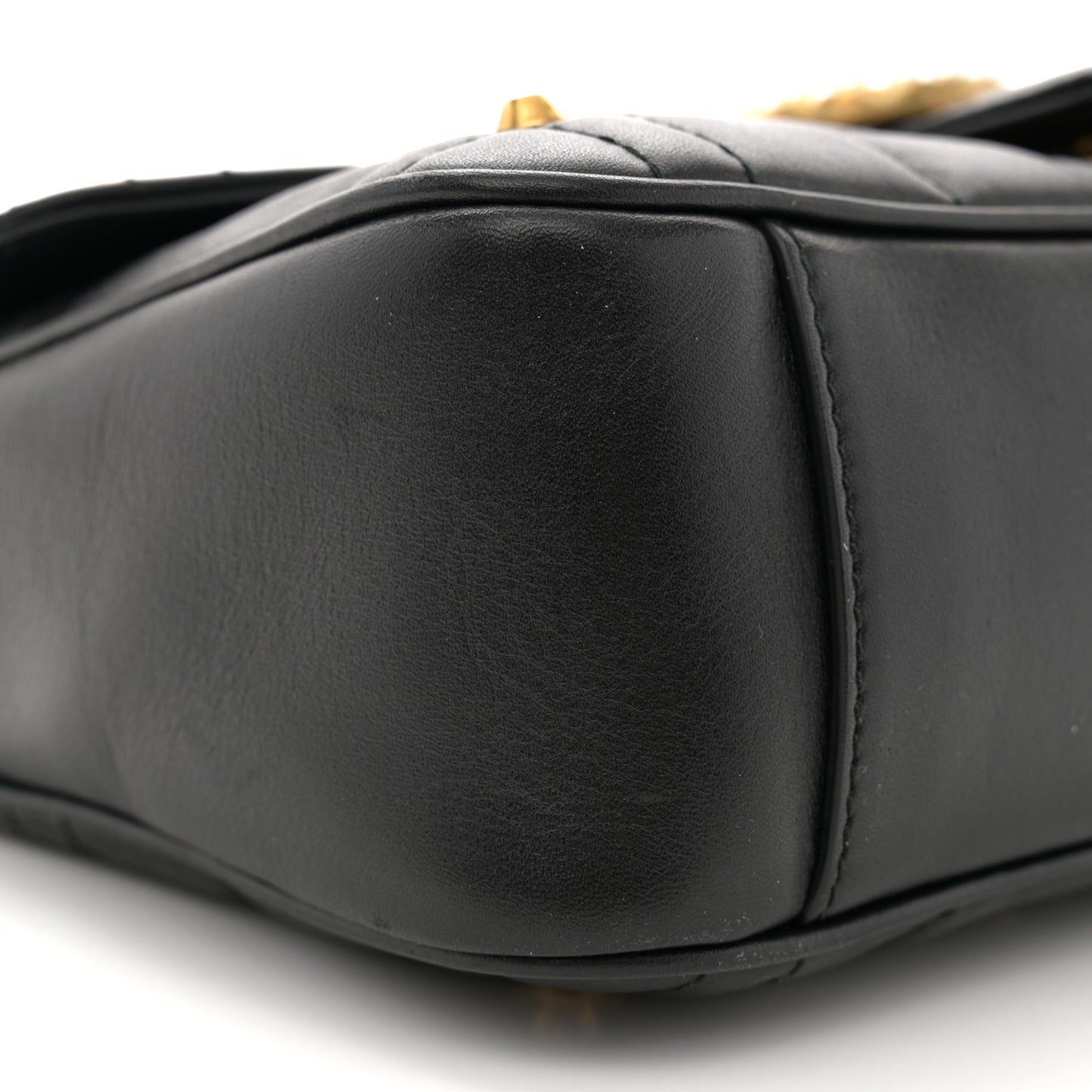 Calfskin Matelasse Studded Small Pearly GG Marmont Shoulder Bag Black