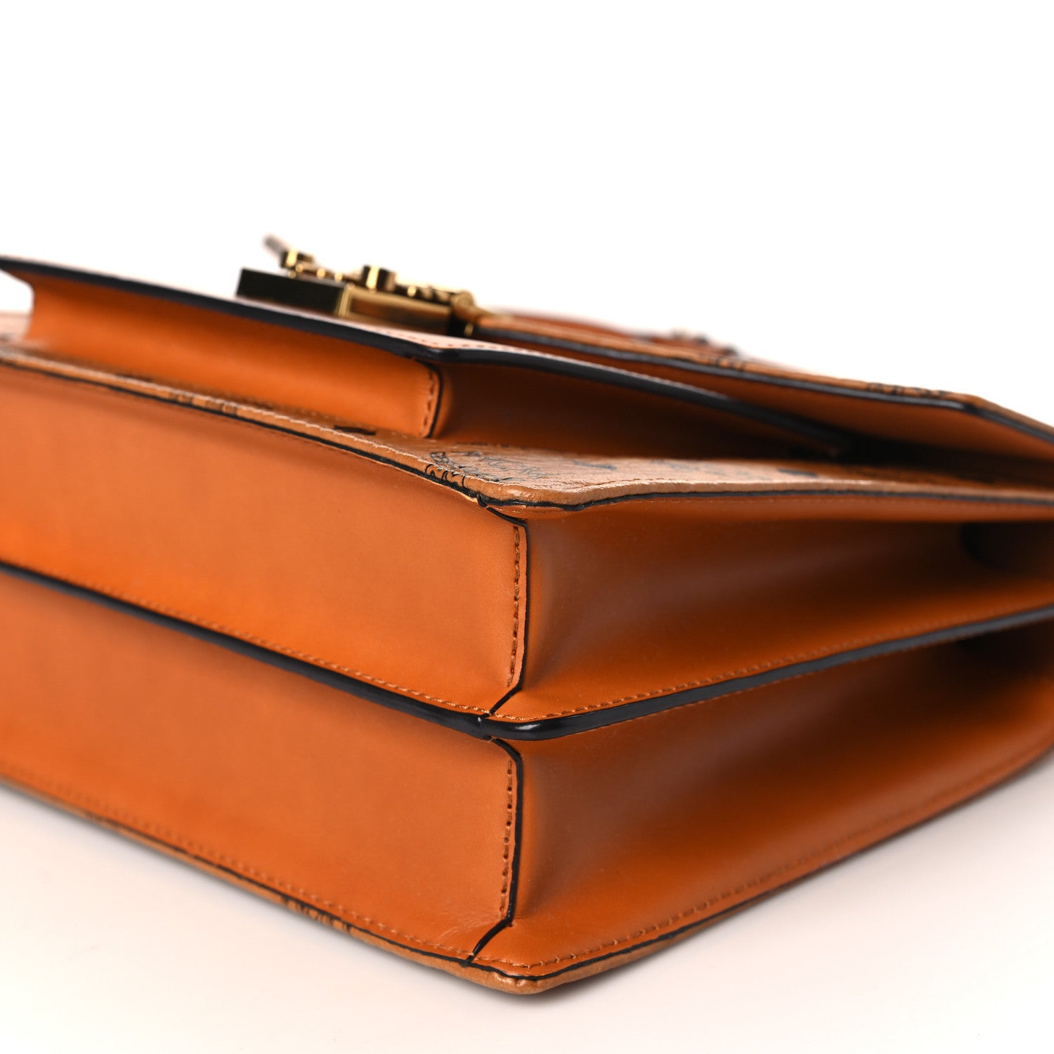 MCM Visetos Medium Patricia Pocket Satchel Cognac 10 of 10