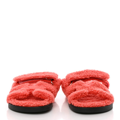Hermes Woolskin Womens Chypre Sandals 37.5 Rose Du Desert 2 of 8