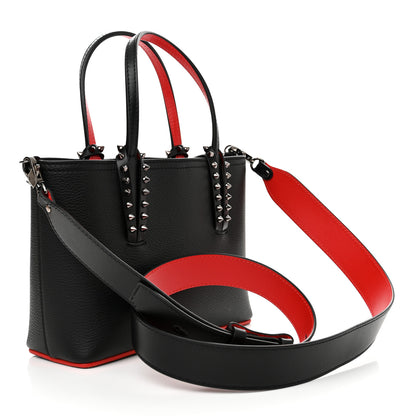 Christian Louboutin Calfskin Spikes Mini East West Cabata Tote Black 3 of 11