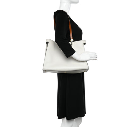 Fendi Vitello Seta Century Small Peekaboo X-Tote White Brandy 2 of 11