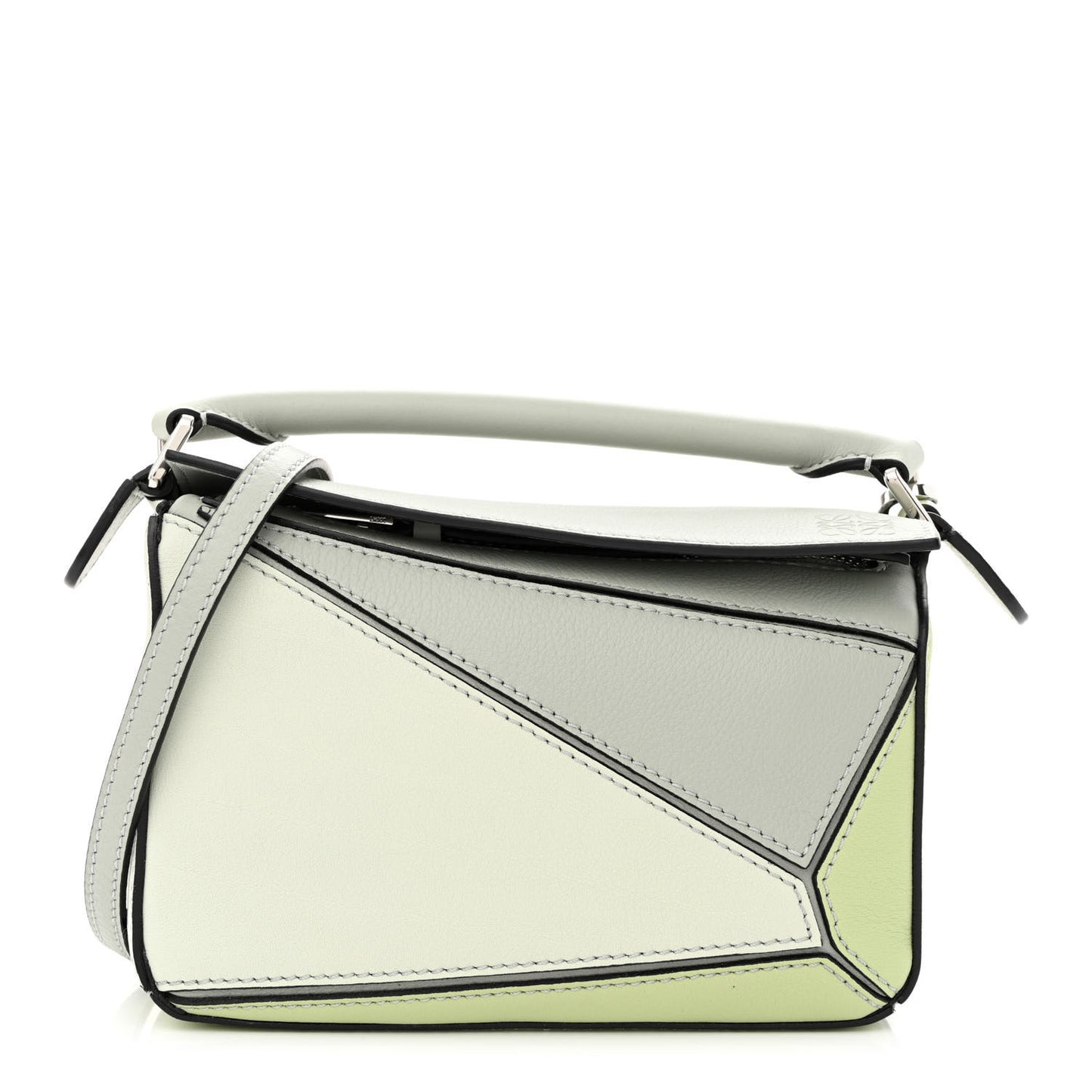 Calfskin Mini Puzzle Bag Ash Grey Light Celadon