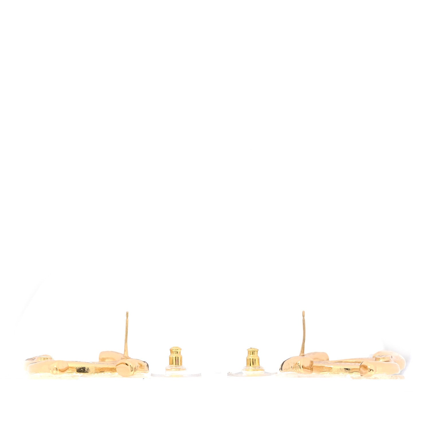 Chanel Metal Tweed Effect CC Earrings Gold 3 of 4