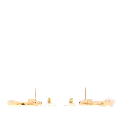 Chanel Metal Tweed Effect CC Earrings Gold 3 of 4