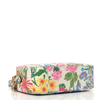 Gucci X KEN SCOTT Calfskin Matelasse Floral Print Small GG Marmont Chain Shoulder Bag Ivory Pink 3 of 4