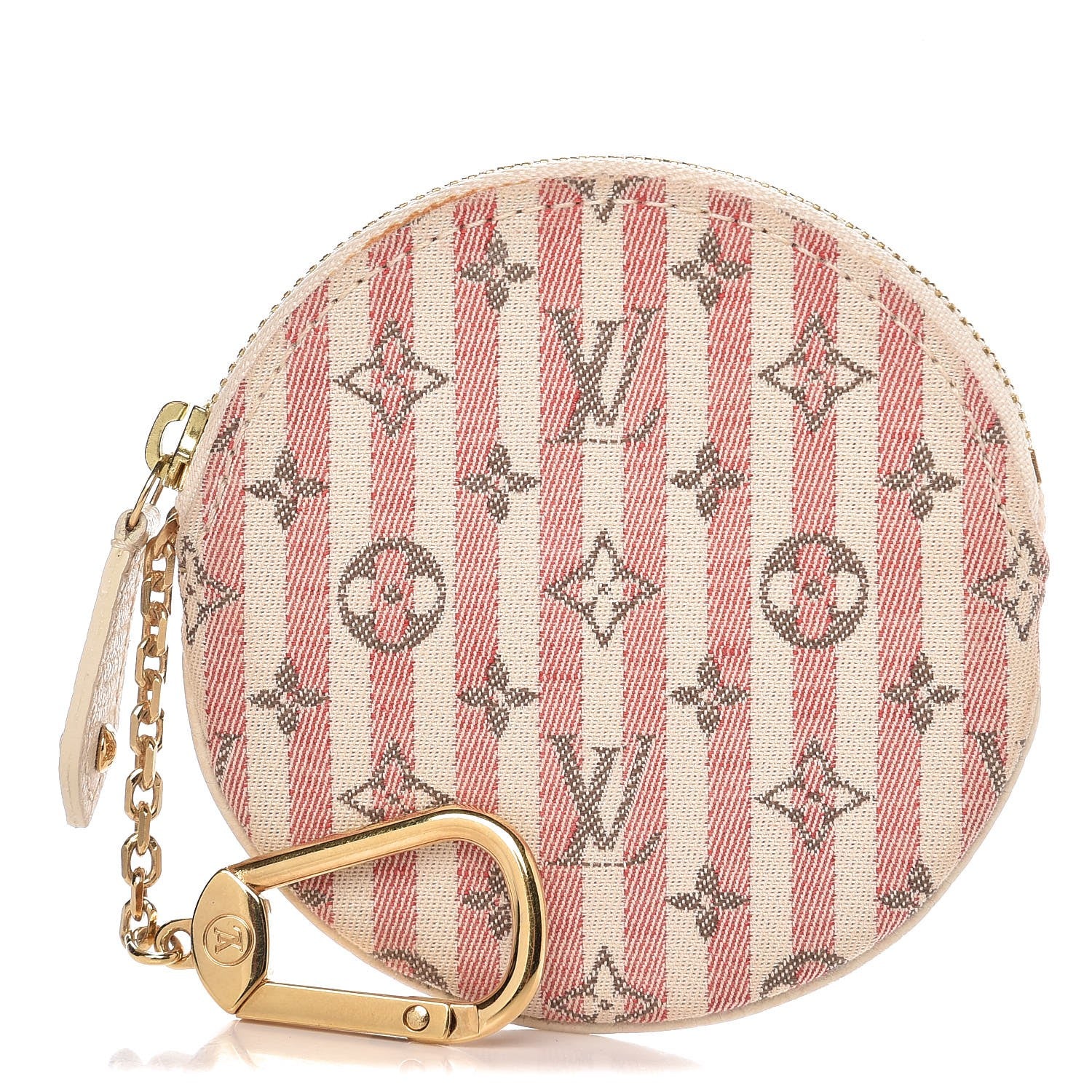 Louis Vuitton Mini Lin Croisette Round Coin Purse Rouge 1 of 8