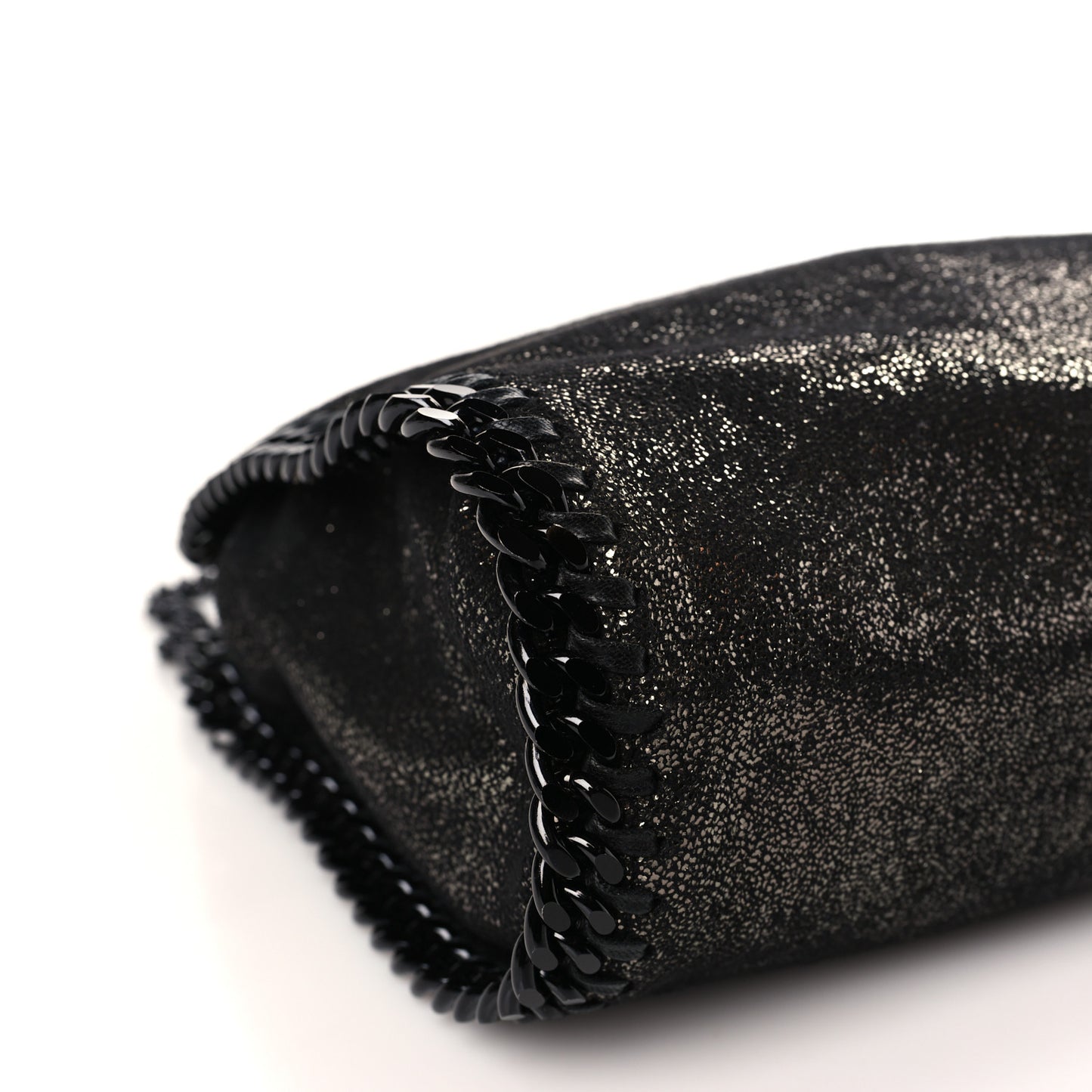 Chamois Shiny Dotted Mini Falabella Fold Over Tote Ruthenium