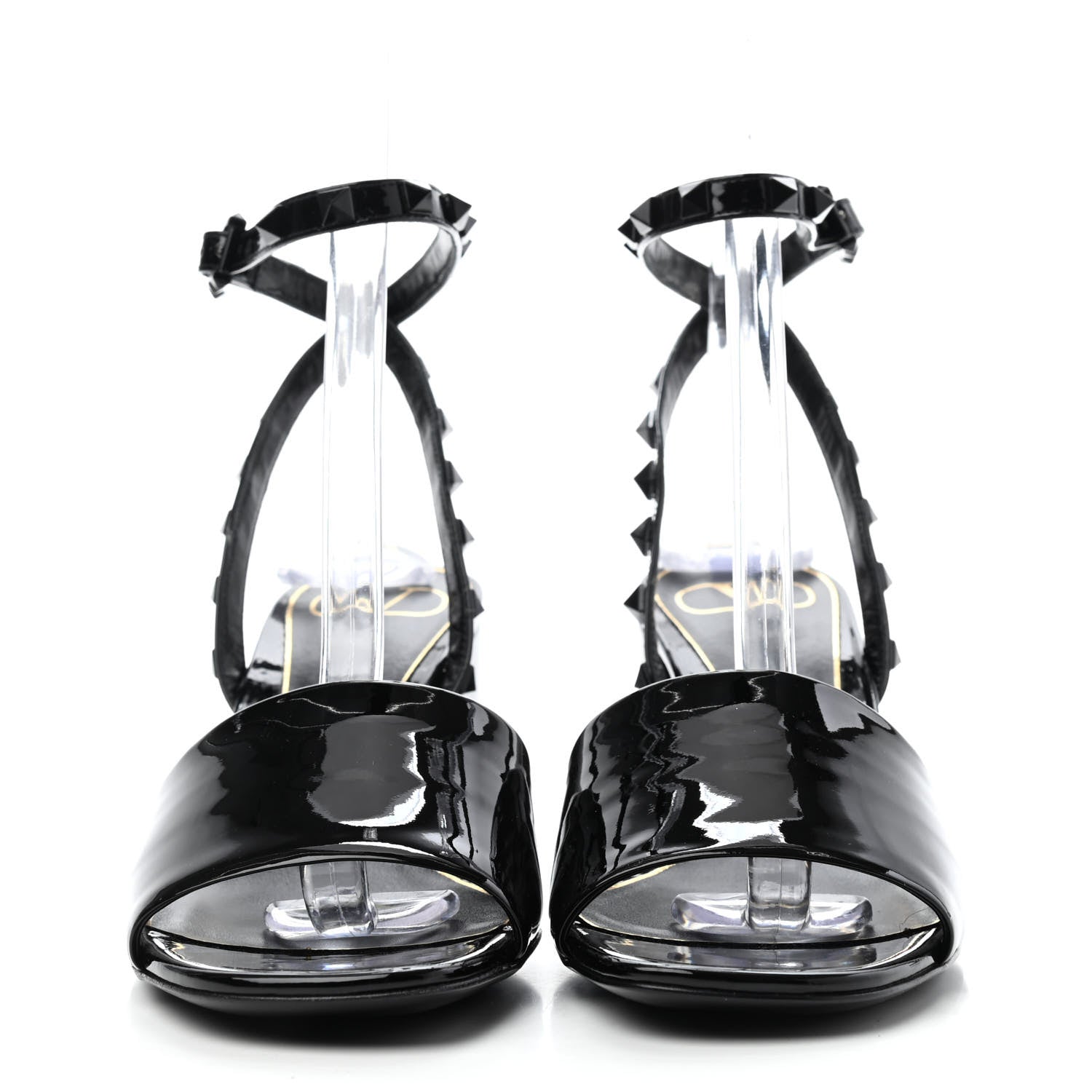 Valentino Garavani Patent Rockstud Block Ankle Strap 60mm Sandals 38.5 Black 2 of 4