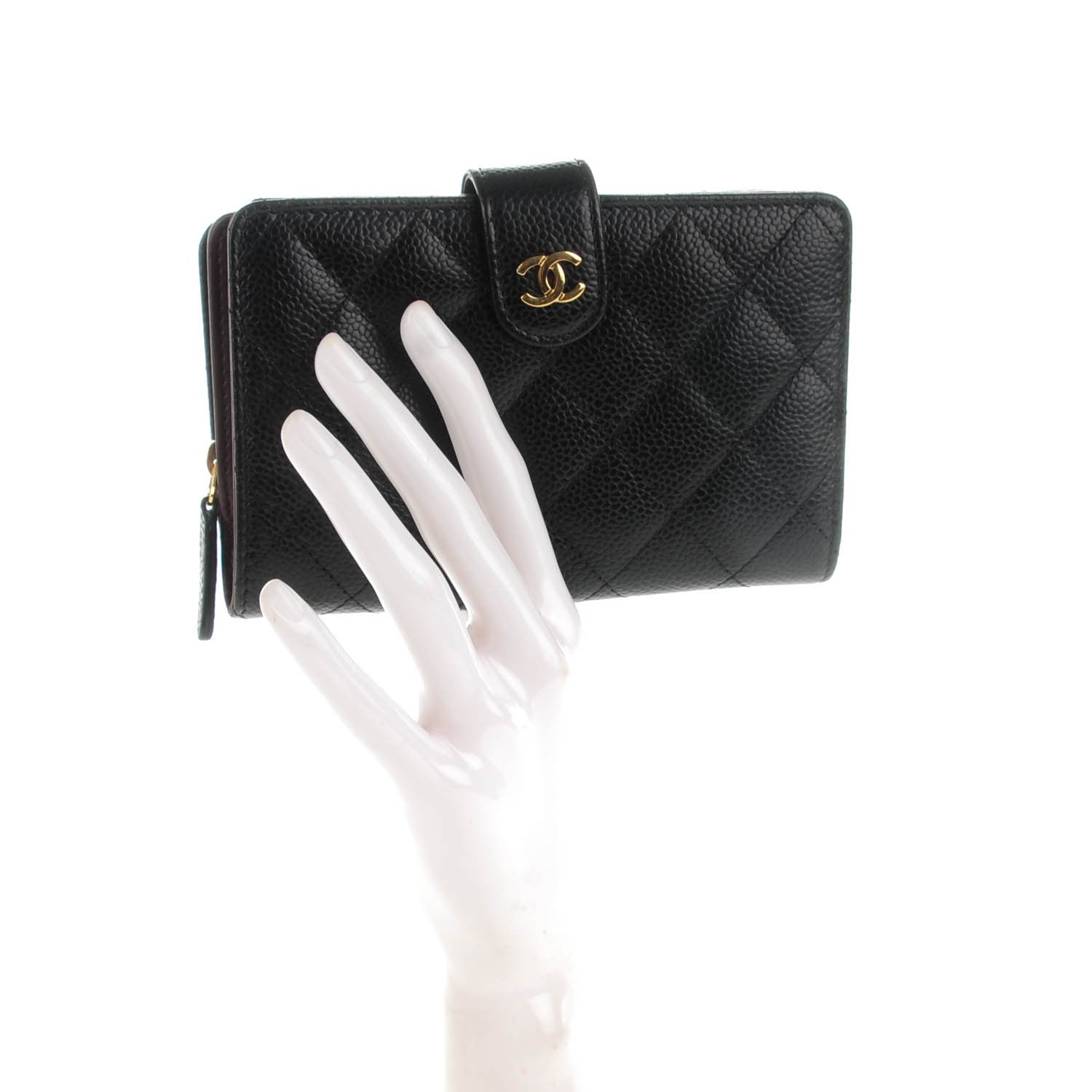 Chanel Caviar Quilted Zipped Pocket Wallet Black 2 of 9