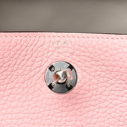 Hermes Taurillon Clemence Verso Mini Lindy 20 Rose Sakura Gris Perle 6 of 11