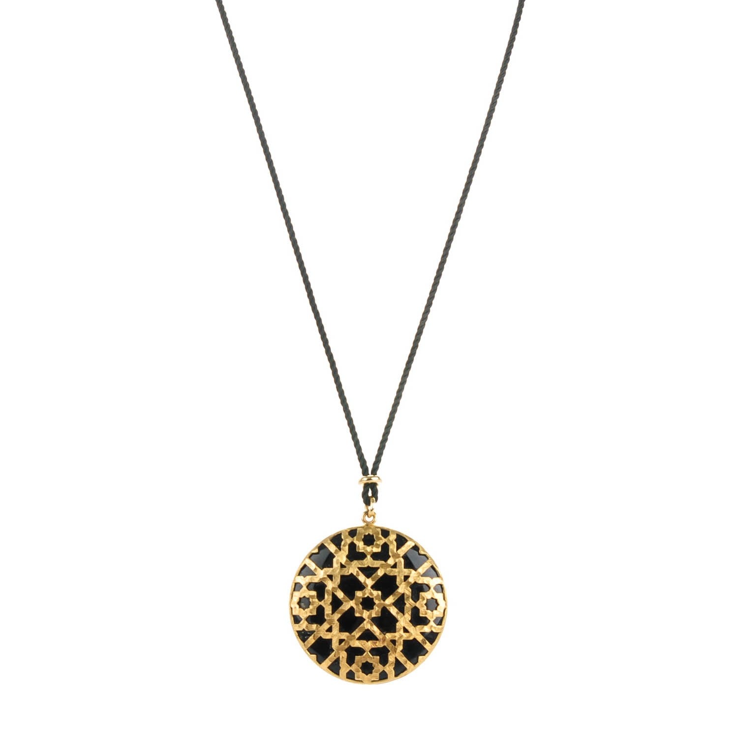 Tiffany 18K Yellow Gold Black Onyx Paloma's Marrakesh Dome Pendant Necklace 1 of 10
