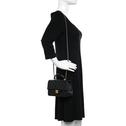 Chanel Lambskin Quilted Mini Top Handle Rectangular Flap Black 2 of 13